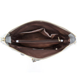 Stylish Leather Bucket Shoulder Handbag with Zipper and Decorative Metal Closure