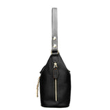 Stylish Leather Bucket Shoulder Handbag with Zipper and Decorative Metal Closure