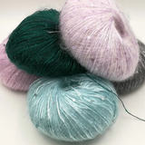 FIVE Balls of Sequin Flash Wool Blend Yarn