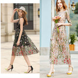 Floral Embroidered Sheer Tulle Fabric