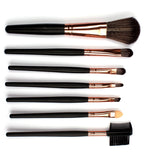 Portable High Quality 7 Makeup Brush Set Kit in Sleek Golden Roll