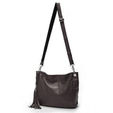 Soft Leather Tote with Decorative Tassel