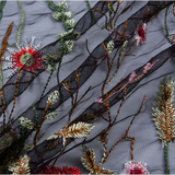 Floral Embroidered Sheer Tulle Fabric