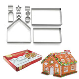 Gingerbread Cottage Stainless Steel Cookie Cutter Set: 10 piece set creates a six inch house