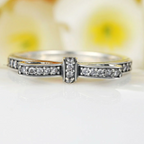 Charming Crystal Pave Bow Sterling Silver Ring