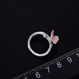 Butterfly on a Branch Handmade 925 Sterling Silver Fine Jewelry Ring in Pink or White Shell