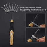 Ergonomic Wood and Silicone Handled Rechargeable LED Light Up Crochet Hook 11 in 1 Set in Sizes B-L (2.5-8 mm)