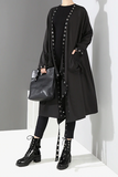 Loose Fitting Cotton Lightweight Jacket with Pockets and Grommet Detailing