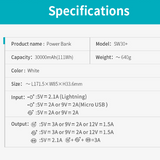 Essential Portable 30000mAh PD QC 3.0 Quick Charge Power Bank for Phones and Other Electronics