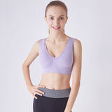 Wireless Padded Seamless Knit Exercise Bra with Removable Pads