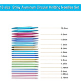Aluminum Interchangeable Circular Knitting Needles Set: 13 pairs of Needles Sized US 2-15 (2.75-10mm) and Notions in Zipped Case