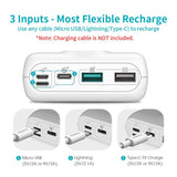 Essential Portable 30000mAh PD QC 3.0 Quick Charge Power Bank for Phones and Other Electronics