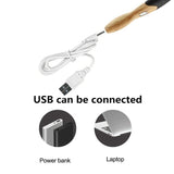 Ergonomic Wood and Silicone Handled Rechargeable LED Light Up Crochet Hook 11 in 1 Set in Sizes B-L (2.5-8 mm)