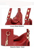 Stylish Leather Bucket Shoulder Handbag with Zipper and Decorative Metal Closure
