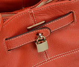 Genuine Leather Handbag with Detachable Shoulder Strap