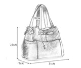Genuine Leather Handbag with Detachable Shoulder Strap