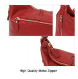 Stylish Leather Bucket Shoulder Handbag with Zipper and Decorative Metal Closure