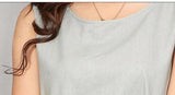 Cotton Linen Dress with Asymmetrical Hem and Abstract Floral Print