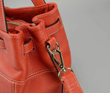 Genuine Leather Handbag with Detachable Shoulder Strap
