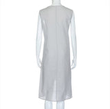 Cotton Linen Dress with Asymmetrical Hem and Abstract Floral Print