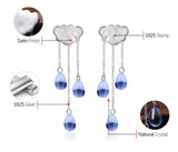 Handmade Rainy Day 925 Sterling Silver and Crystal Earrings