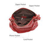 Stylish Leather Bucket Shoulder Handbag with Zipper and Decorative Metal Closure