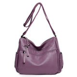 Soft  Sheepskin Handbag with Handy Pockets and Adjustable Shoulder Strap