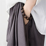 Wide Leg Loose Linen Cotton Asymmetric Pants with Elastic Waist