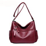 Soft  Sheepskin Handbag with Handy Pockets and Adjustable Shoulder Strap