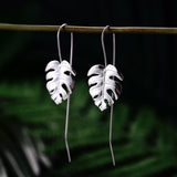 Monstera Philodendron Dangling Leaves Earrings Handmade in 925 Sterling Silver
