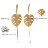 Monstera Philodendron Dangling Leaves Earrings Handmade in 925 Sterling Silver