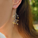 Handmade Flowering Vine Drop Earrings 925 Sterling Silver