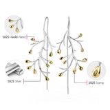 Handmade Flowering Vine Drop Earrings 925 Sterling Silver