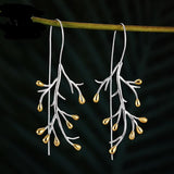 Handmade Flowering Vine Drop Earrings 925 Sterling Silver