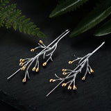 Handmade Flowering Vine Drop Earrings 925 Sterling Silver