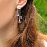 Handmade Rainy Day 925 Sterling Silver and Crystal Earrings