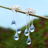 Handmade Rainy Day 925 Sterling Silver and Crystal Earrings