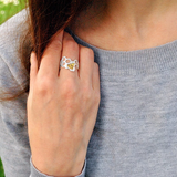 Bee on Honeycomb Adjustable Ring Handmade in 925 Sterling Silver