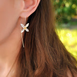 Handmade Star Flower Fashion Drop Earrings 925 Sterling Silver