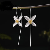 Handmade Star Flower Fashion Drop Earrings 925 Sterling Silver