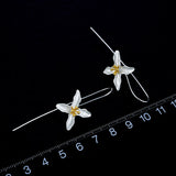 Handmade Star Flower Fashion Drop Earrings 925 Sterling Silver