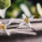 Handmade Star Flower Fashion Drop Earrings 925 Sterling Silver
