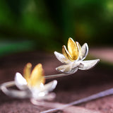 Blooming Orchid Fashion Drop Earrings Handmade in 925 Sterling Silver