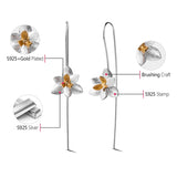 Blooming Orchid Fashion Drop Earrings Handmade in 925 Sterling Silver