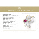 Natural Tourmaline  Adjustable Leaf Ring Handmade in 925 Sterling Silver