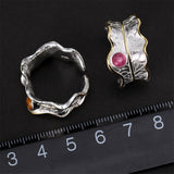 Natural Tourmaline  Adjustable Leaf Ring Handmade in 925 Sterling Silver
