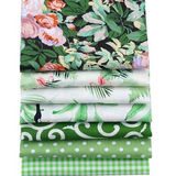 Seven Piece pack of Tropical Print 100% cotton Broadcloth Fabric for Quilting , Garments and Home Dec Projects