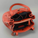 Genuine Leather Handbag with Detachable Shoulder Strap