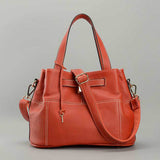 Genuine Leather Handbag with Detachable Shoulder Strap