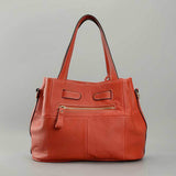 Genuine Leather Handbag with Detachable Shoulder Strap
